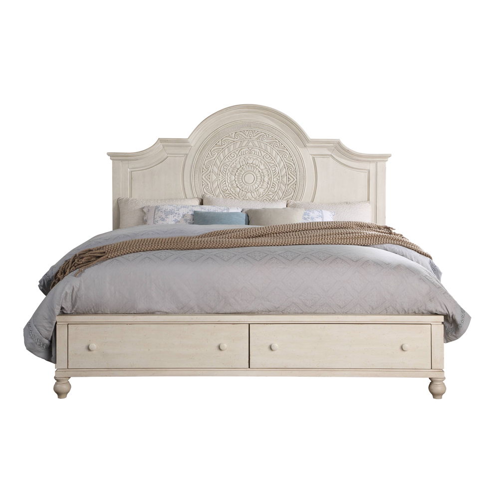 Roselyne - California King Bed - Antique White Finish