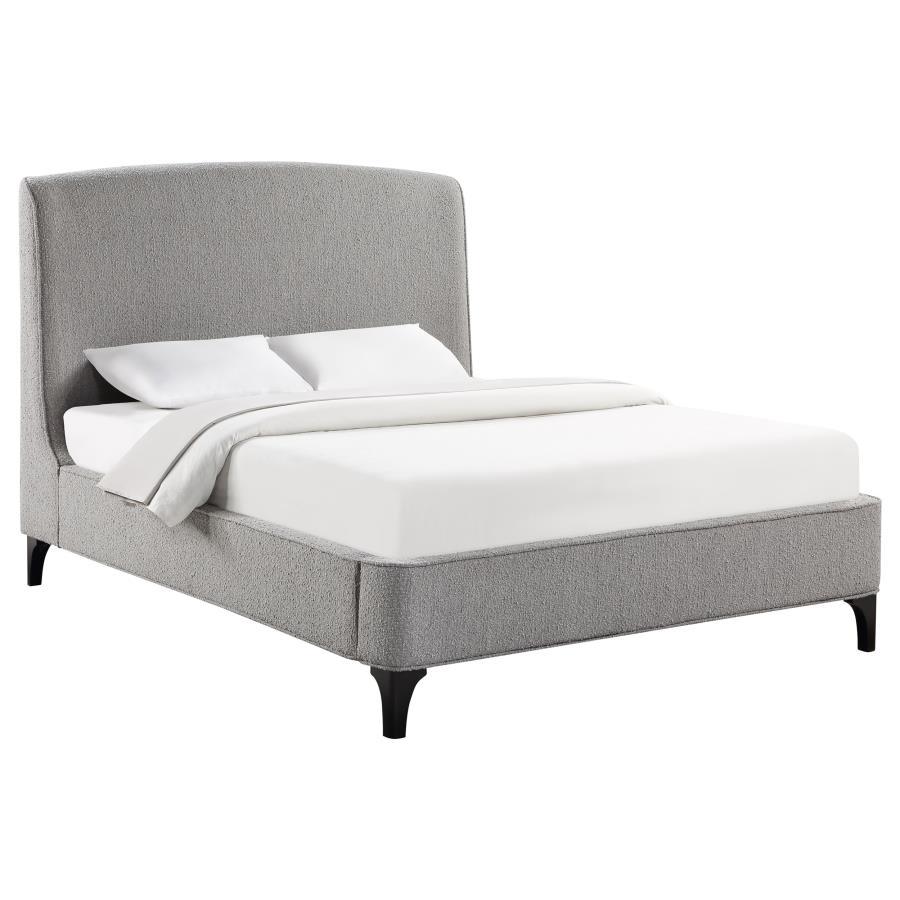 Queen Bed - Pearl Silver and White