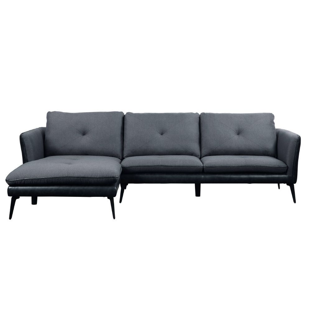 Harun - Sectional Sofa - Gray Fabric & PU