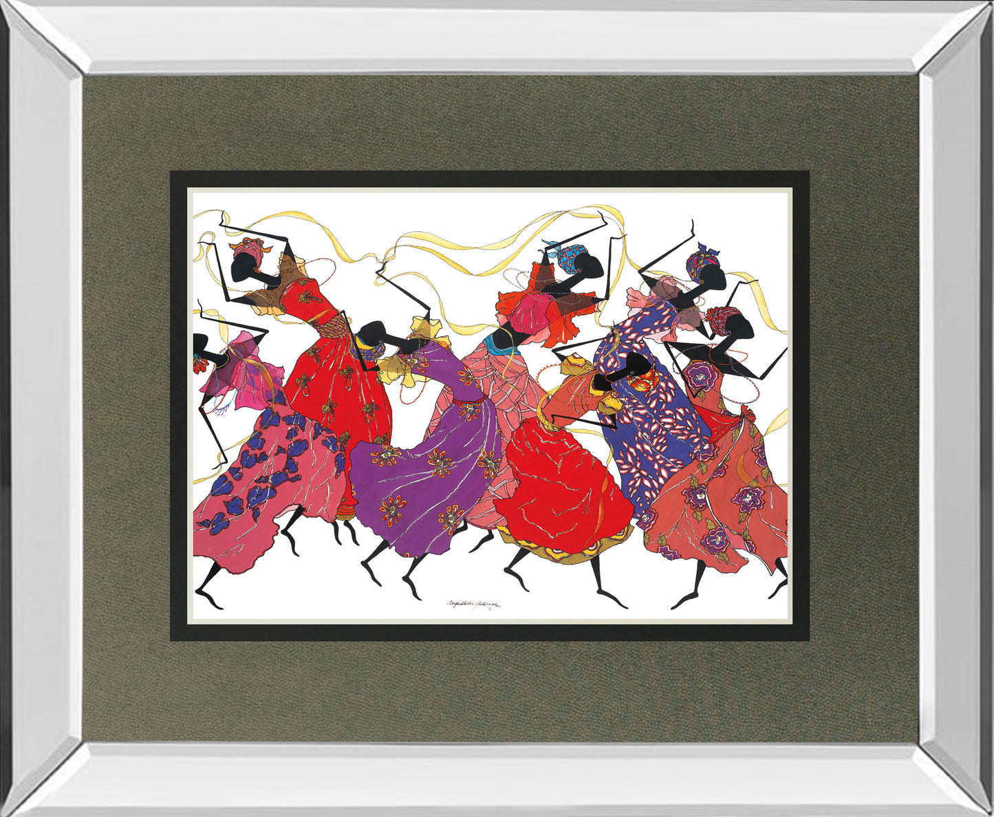 Lead Dancer In Purple Gown By Augusta Asberry - Mirror Framed Print Wall Art - Red