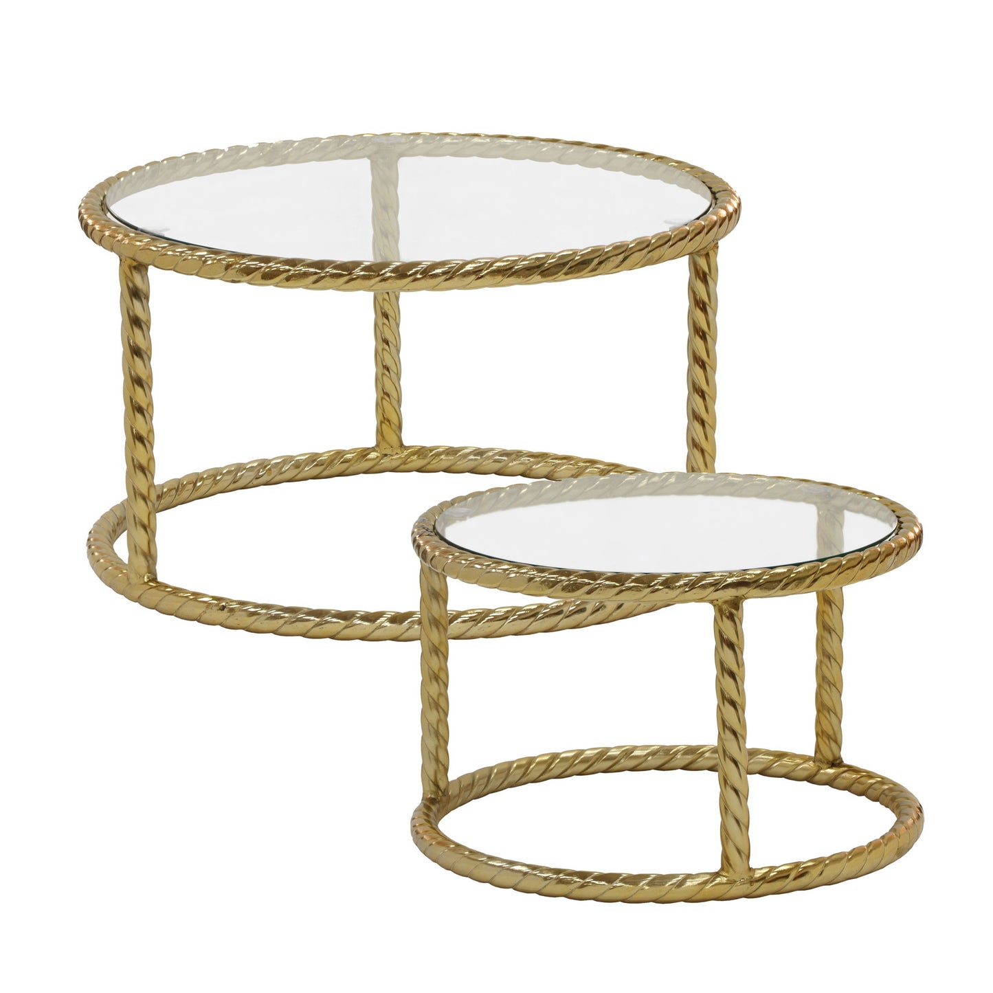 Metal Rope Side Tables 22 / 28" (Set of 2) - Gold