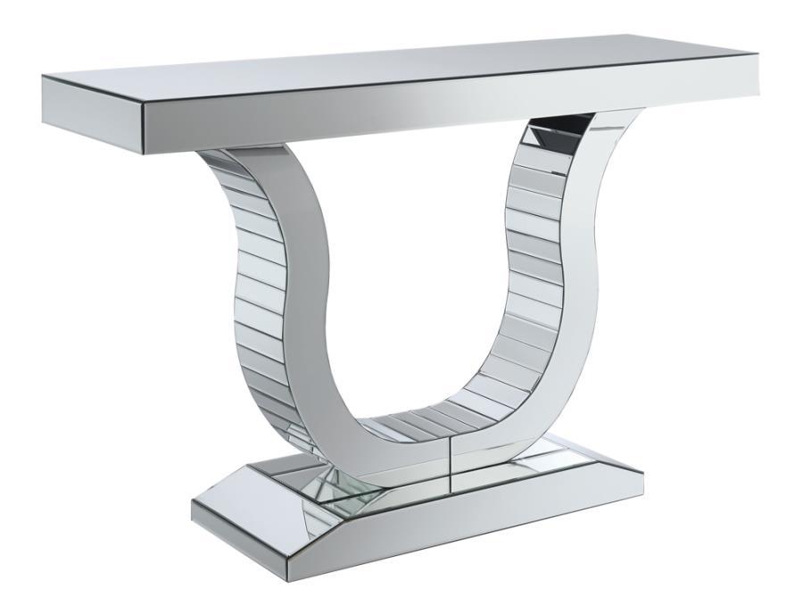 Saanvi - Console Table With U-shaped Base - Pearl Silver