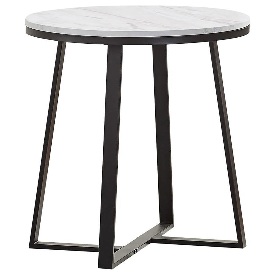 Hugo - Metal Base Round End Table - White