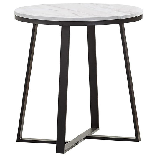 Hugo - Metal Base Round End Table - White