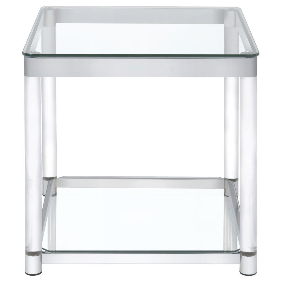 Anne - Claude End Table With Lower Shelf Chrome And - Clear