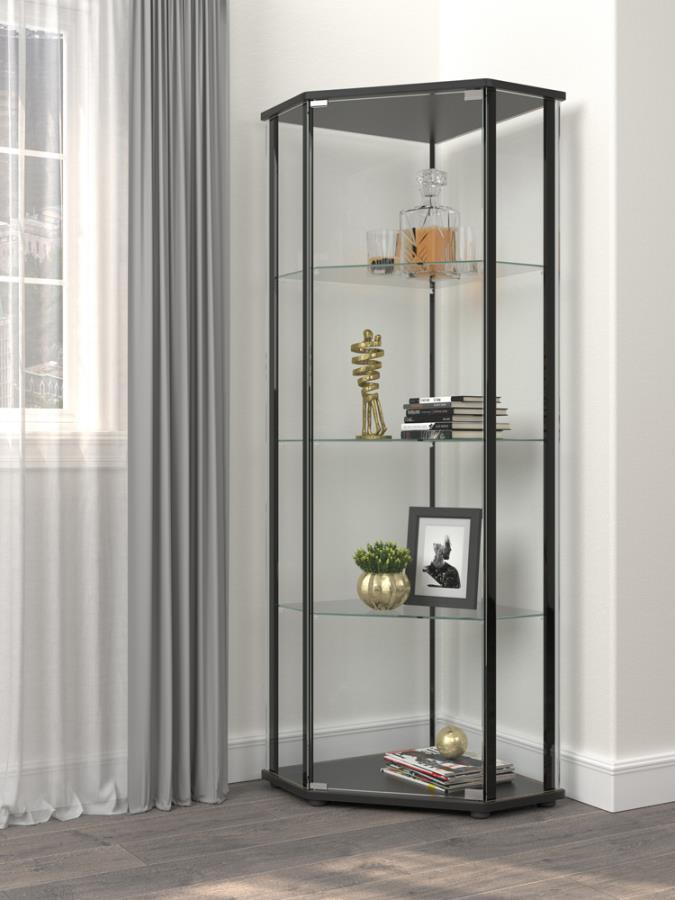 Zenobia - Glass Shelf Curio Cabinet - Black