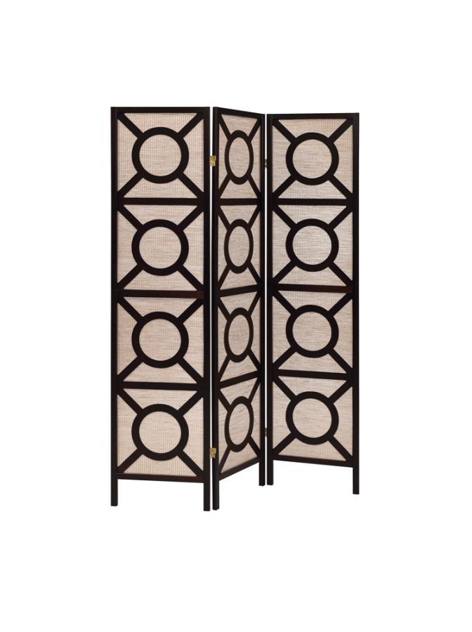 Vulcan - 3-panel Geometric Folding Screen - Brown