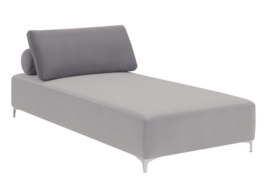 Giovanni - Upholstered Accent Chaise With Removable Pillow - Pearl Silver