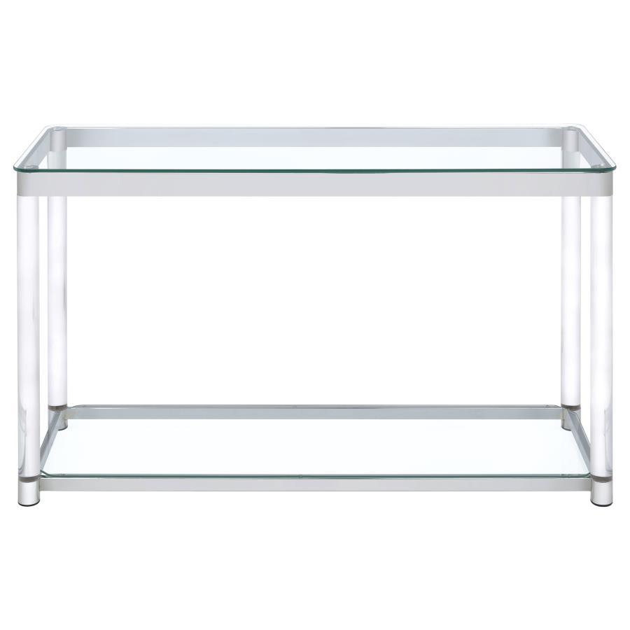 Anne - Claude Sofa Table With Lower Shelf Chrome And - Clear