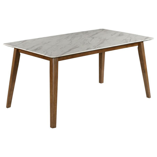 Everett - Faux Marble Top Dining Table - White