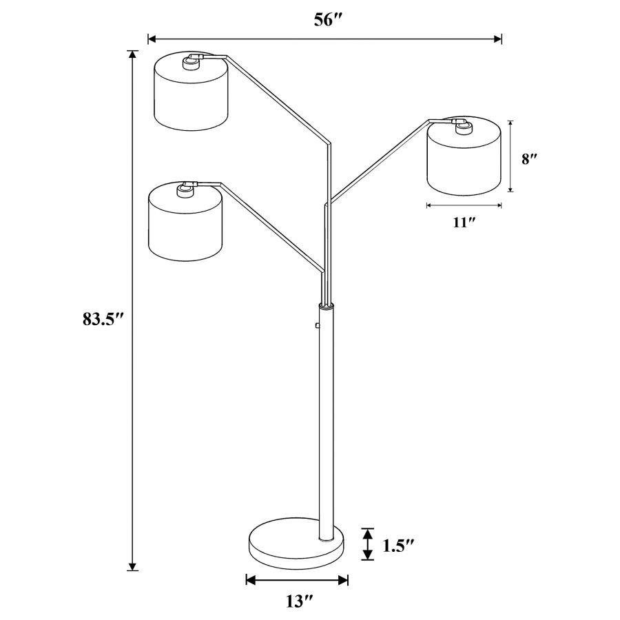 Jirou - Trio Drum Shade Floor Lamp - White