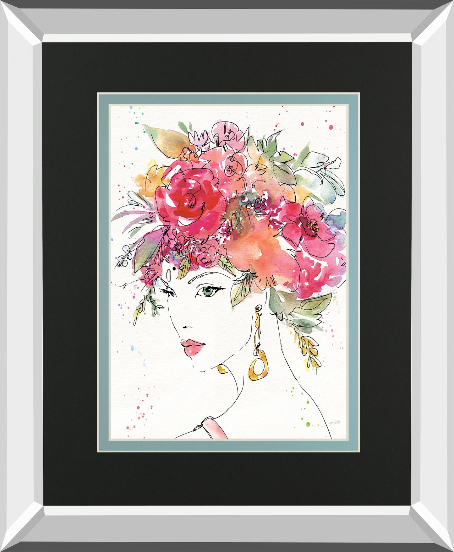 Floral Figures II By Anne Tavoletti Mirrored Frame