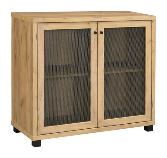 Mchale - Accent Cabinet With Two Mesh Doors - Light Brown