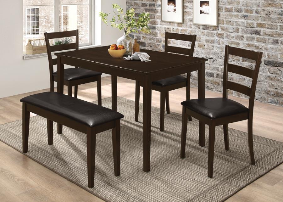 Guillen - 5 Piece Dining Set With Bench - Brown