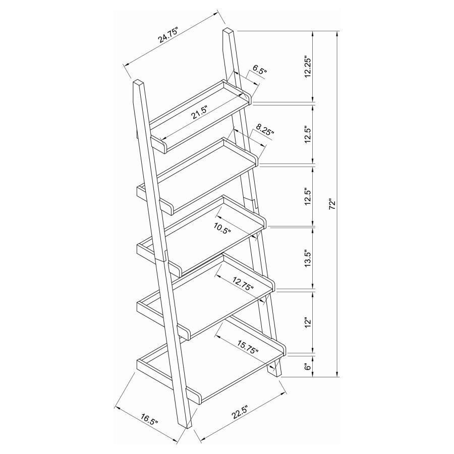 Colella - 5-Shelf Ladder Bookcase - Brown