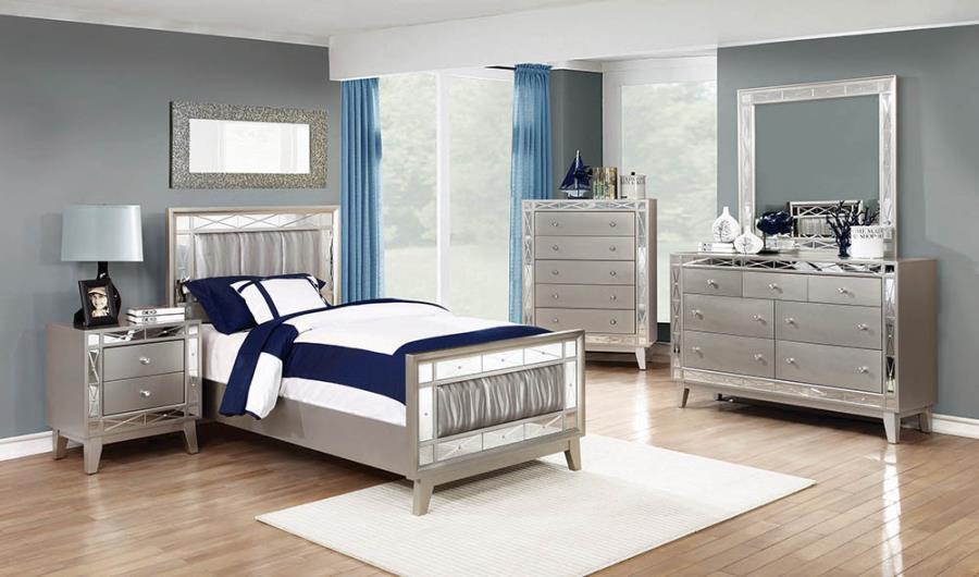 Leighton - Kids & Teens Panel Bed with Mirrored Accents