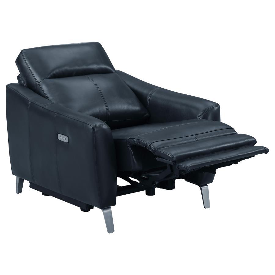 Derek - Power Recliner - Leather Match - Blue