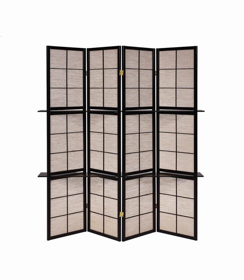 Iggy - 4-panel Folding Screen With Removable Shelves - Beige