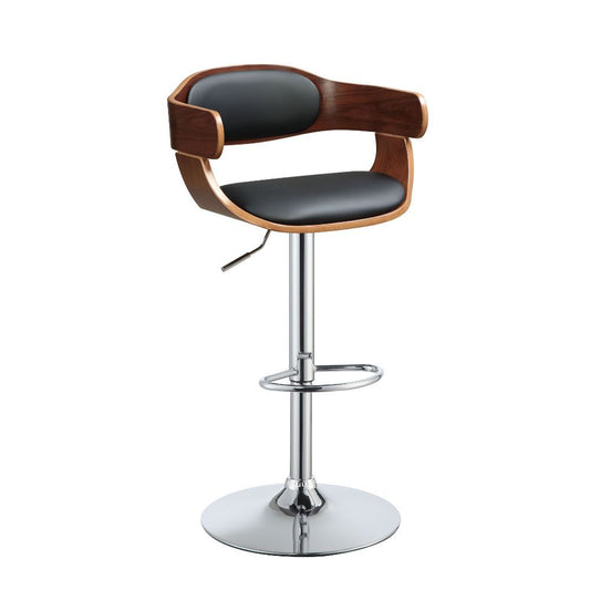 Camila - Stool - Black PU & Walnut - Metal - 42"