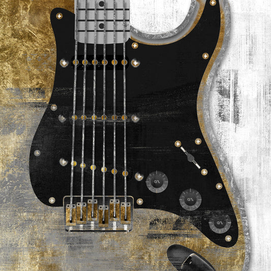 Gallery Wrapped Giclee On Canvas Black Gitar 24 X 24