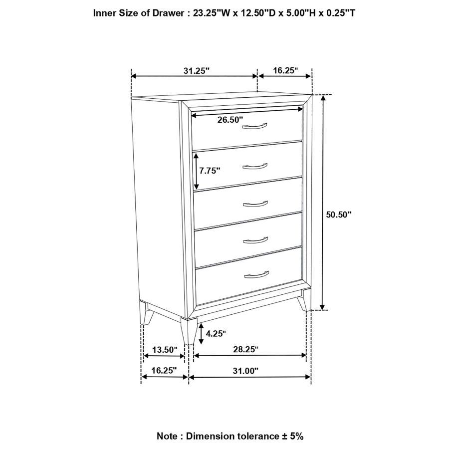 Watson 5-Drawer Chest - Grey