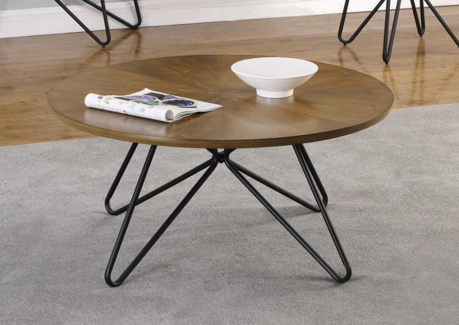 Brinnon - Round Coffee Table - Dark Brown And Black