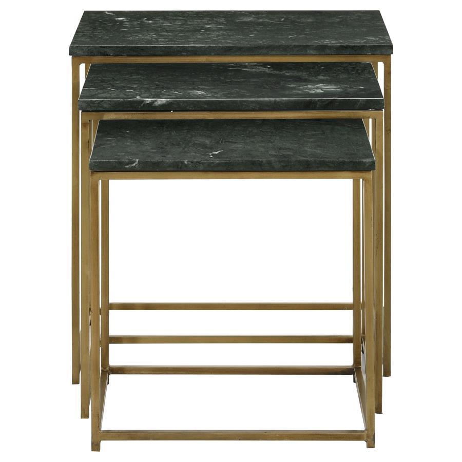 Caine - 3 Piece Marble Top Nesting Tables - Green