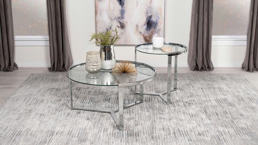 2 Piece Nesting Coffee Table - Glass