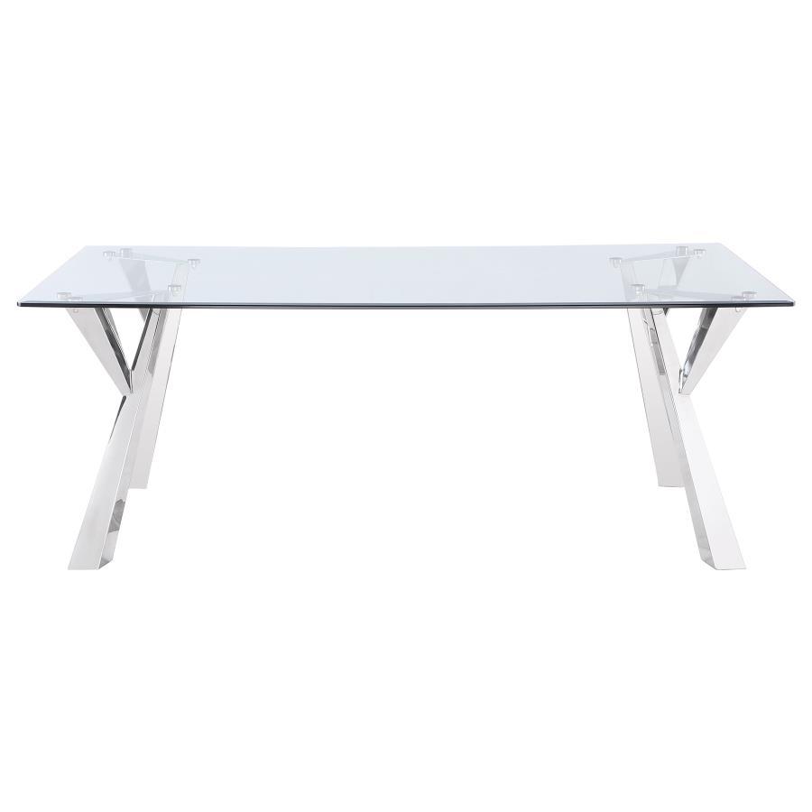 Alaia Round Glass Top Dining Table Clear and Chrome