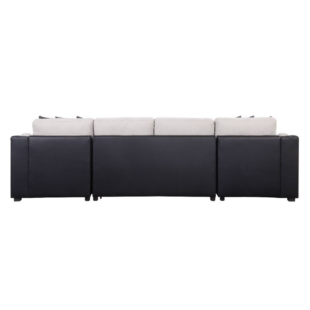 Merill - Sectional Sofa - Beige Fabric & Black PU