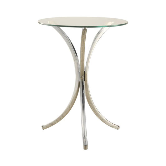 Eloise - Round Accent Table With Curved Legs - Pearl Silver