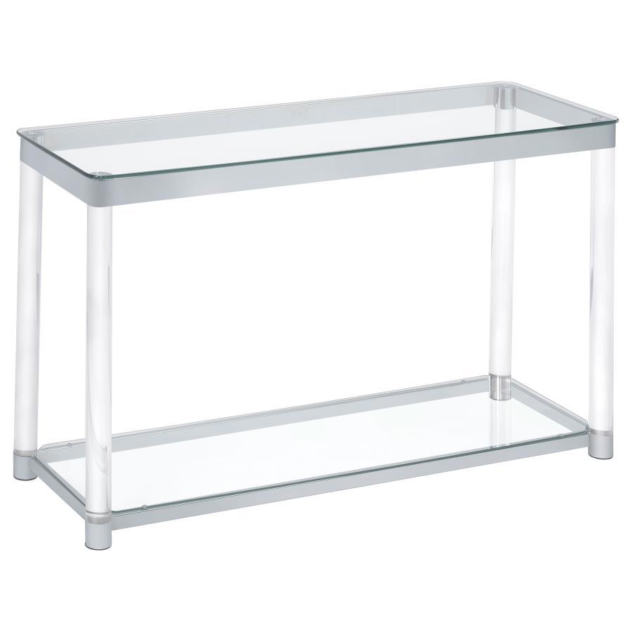 Anne - Claude Sofa Table With Lower Shelf Chrome And - Clear