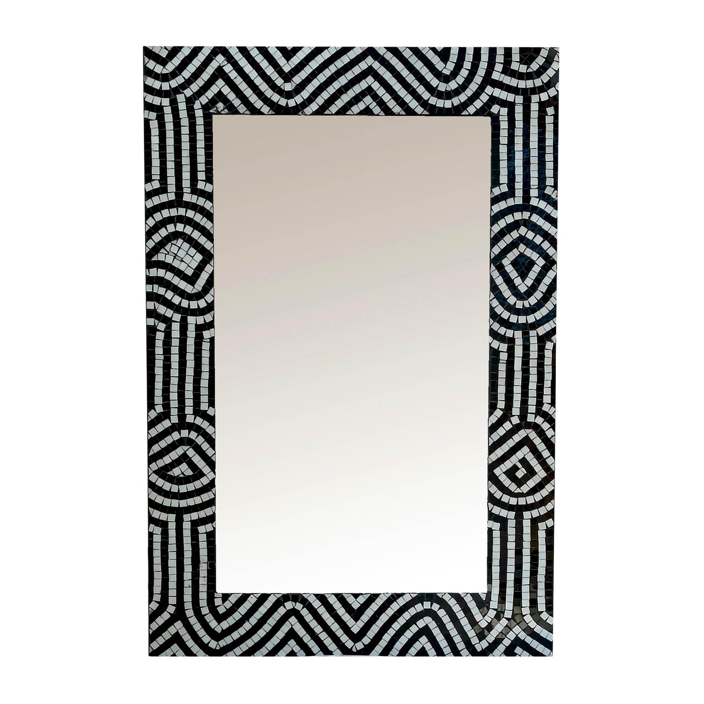 Mosaic Modern Tiled Rect Mirror 24 x 36" - Black / White