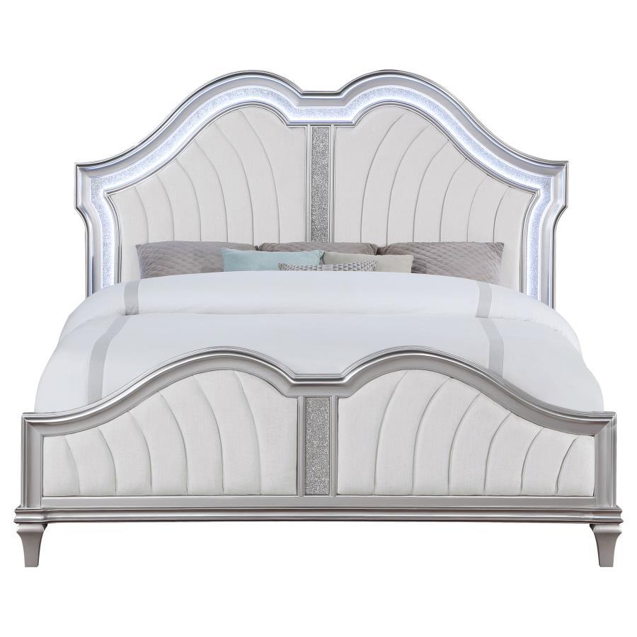 Evangeline - King Bed - Pearl Silver