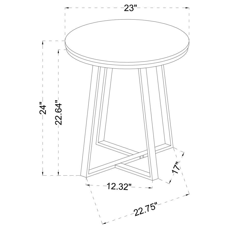 Hugo - Metal Base Round End Table - White