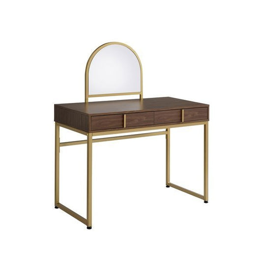 Coleen - Vanity Desk - Walnut & Gold Finish - 50"