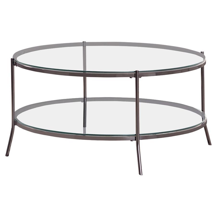 Laurie - Glass Top Round Coffee Table - Gray