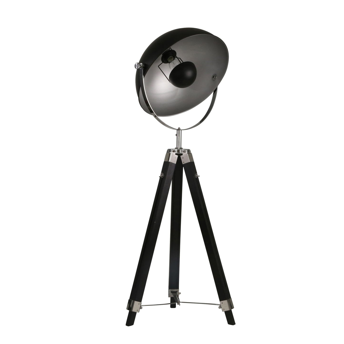 Wood Tripod Spotlight Floor Lamp 65" - Black