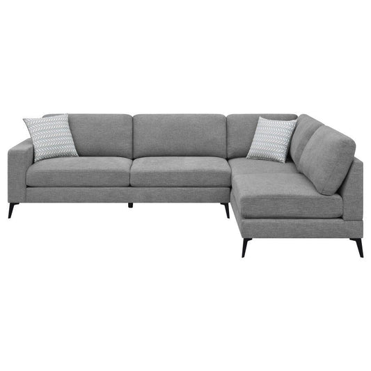 Clint Upholstered Sectional With Loose Back Grey