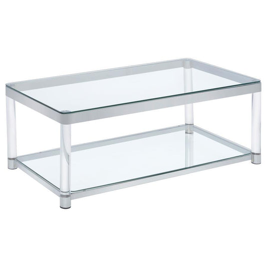 Anne - Claude Coffee Table With Lower Shelf Chrome And - Clear