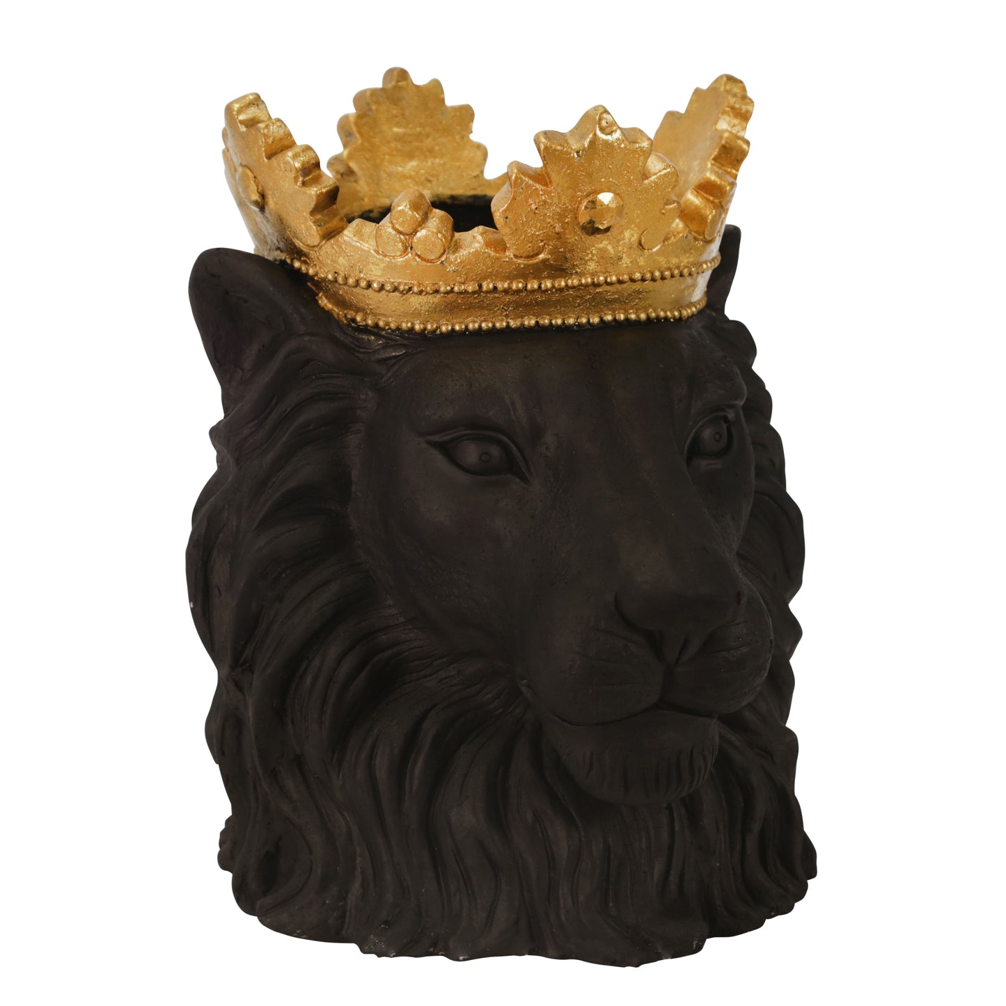 Resin 16" Lion With Crown - Black