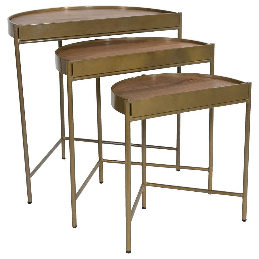 3 Pieces Nesting Tables - Brown / Gold