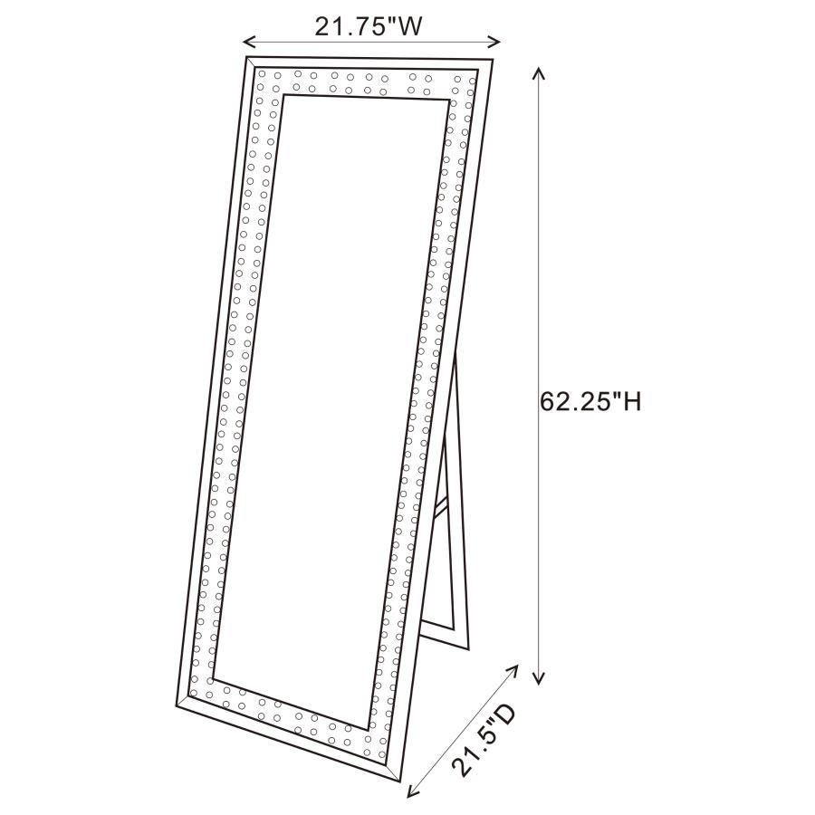 Eugene - Rectangular Cheval Mirror With Led Light - Pearl Silver