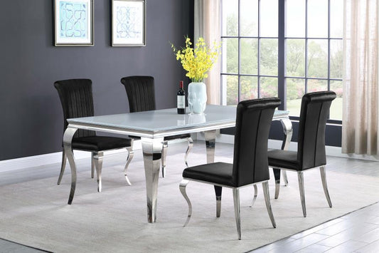 Carone - 5 Piece Dining Room Set - White - Steel