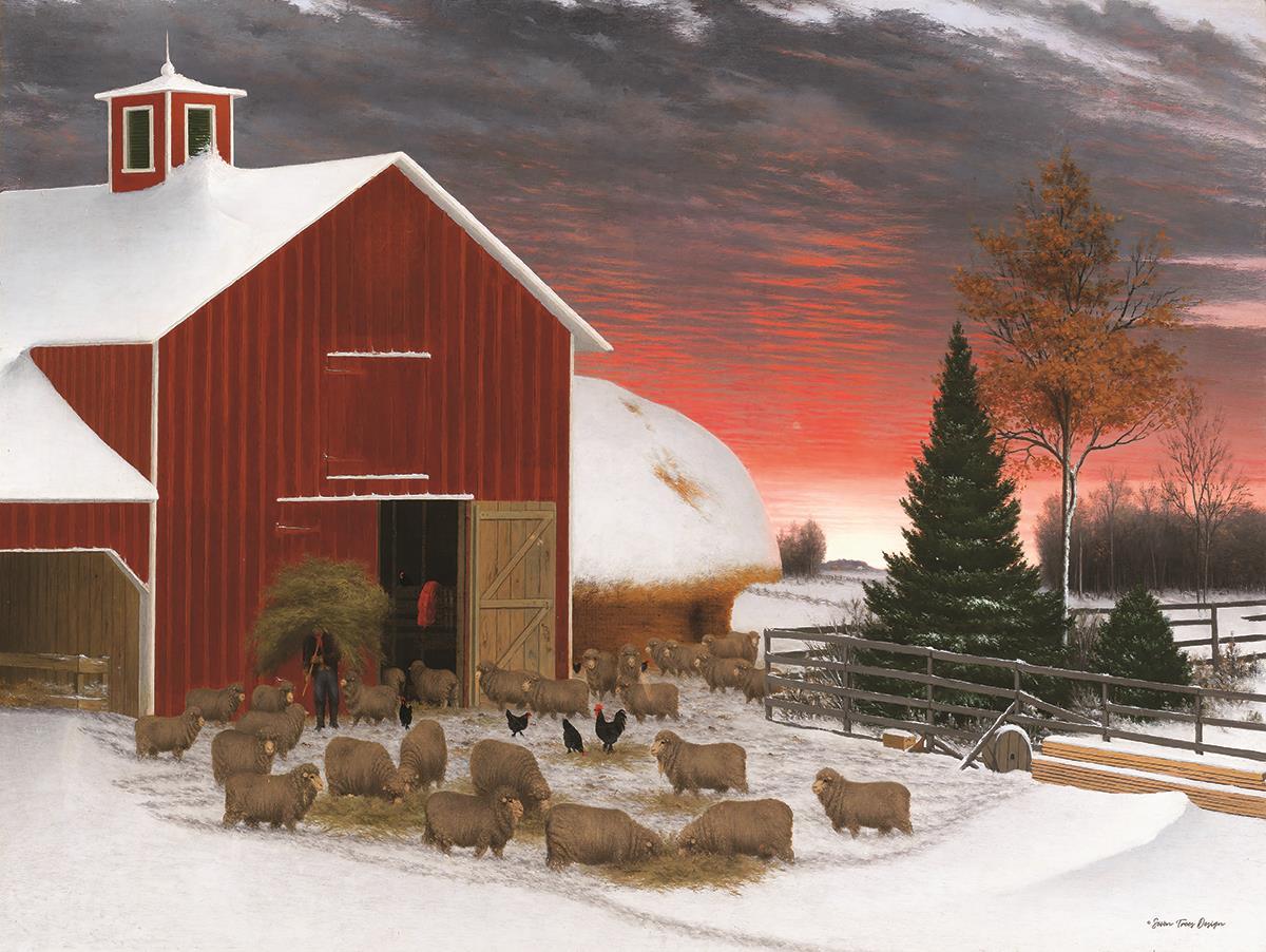 Framed Small - Snowy Farm By Seven Trees Design