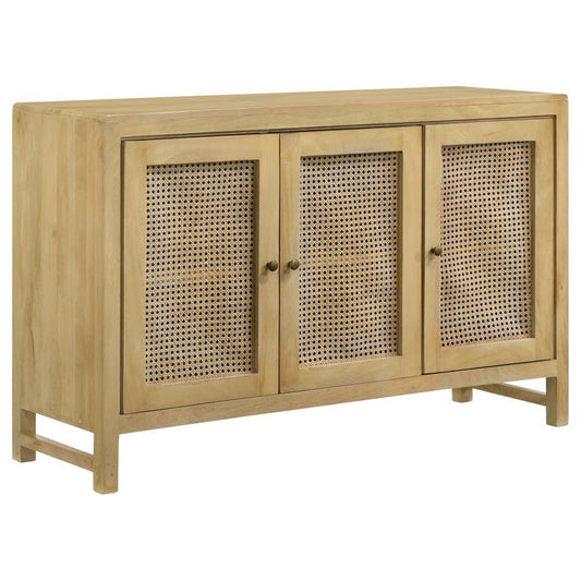 Amaryllis - 3 Woven Cane Doors Accent Cabinet - Light Brown