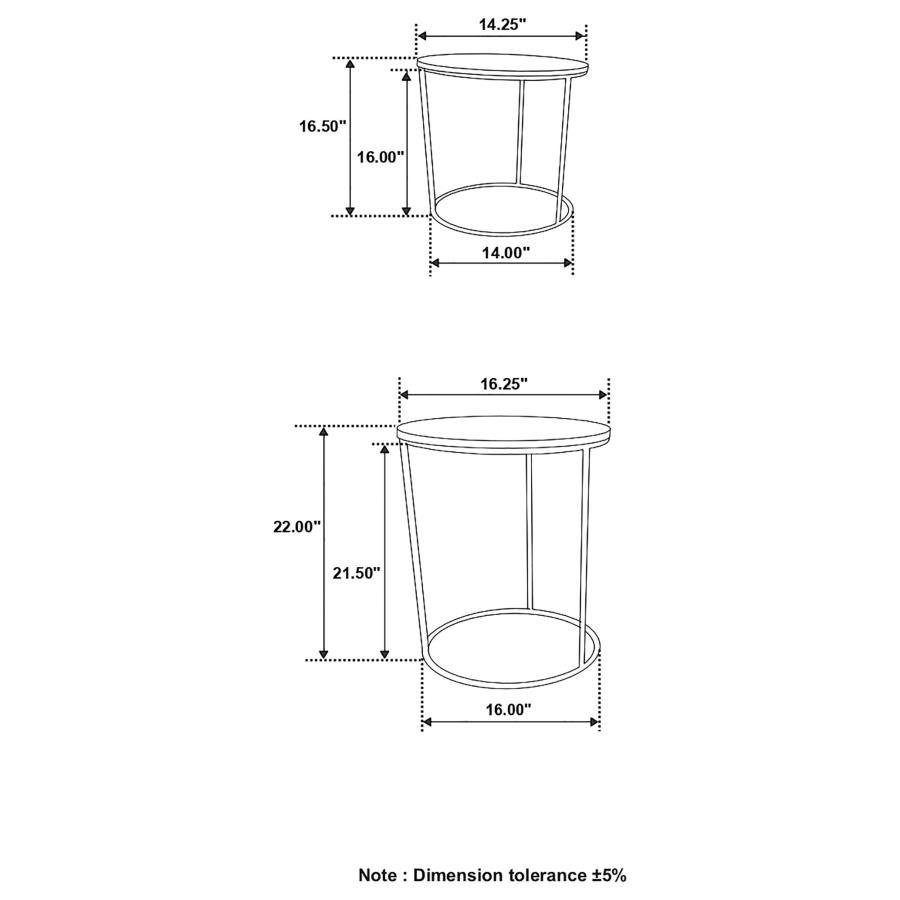 Vivienne - 2-piece Round Marble Top Nesting Tables - Yellow