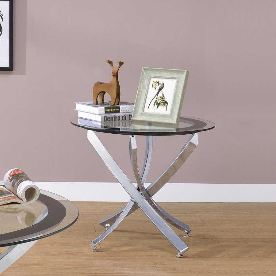 Brooke - Glass Top End Table - Pearl Silver