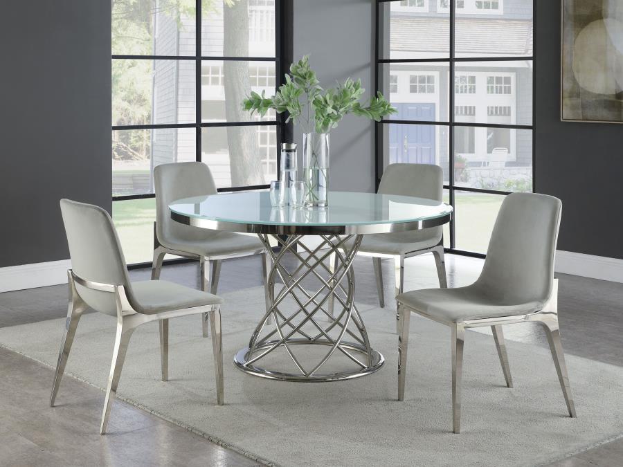 Irene - 5 Piece Dining Room Set - Pearl Silver