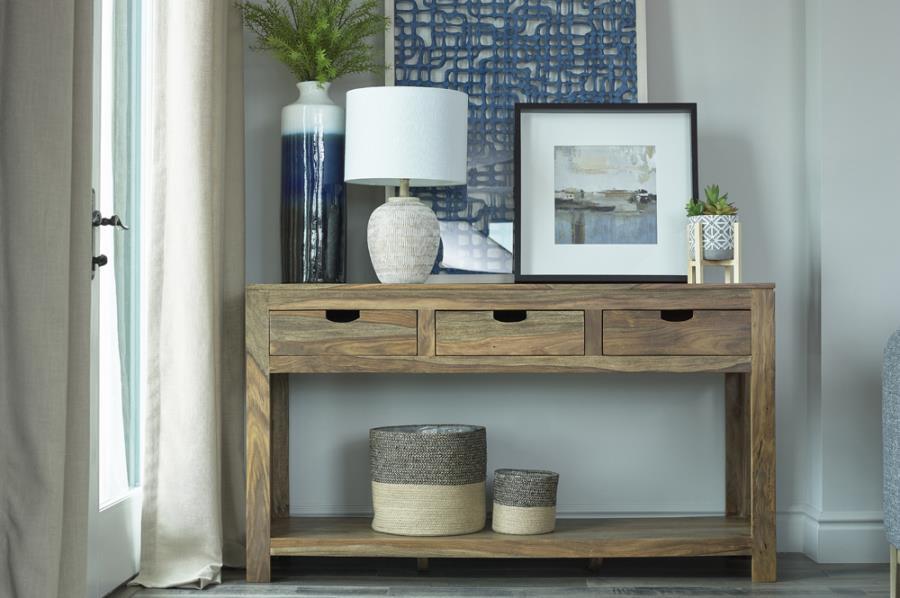 Esther - 3-Drawer Storage Console Table - Light Brown